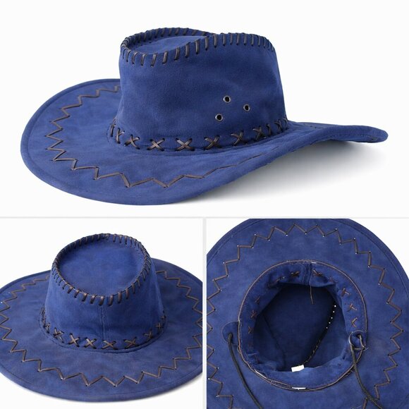 Suede Cowboy Hat Western Style Neutral Brown EUC - Picture 2 of 3